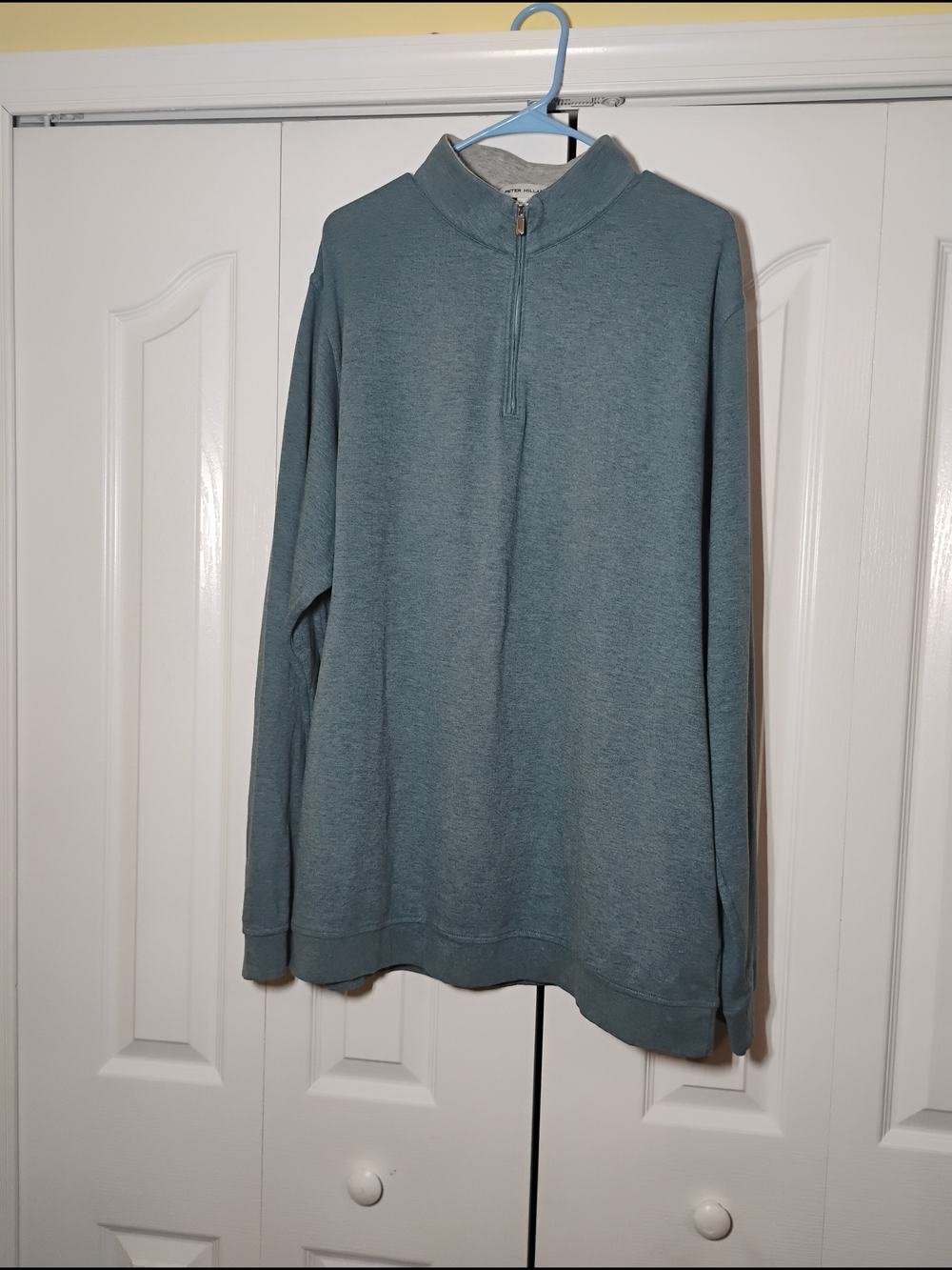 Peter Millar Men's Heather Slate Quarter-Zip Pullover Sweater